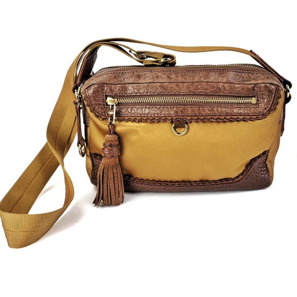 MZ Wallace Handbags - MZ Wallace Nylon Leather Trim Crossbody Mustard